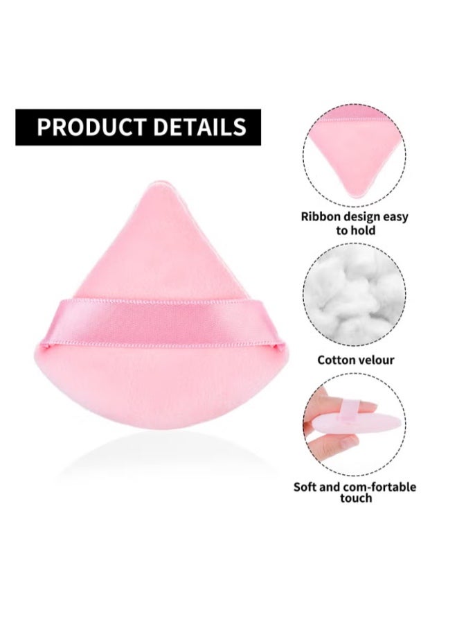 House of Aetheria ae 2 PCS Triangle Pink Powder Puffs Face Cosmetic Powder Puff Washable Reusable Soft Plush Powder Makeup Sponge - Image 3